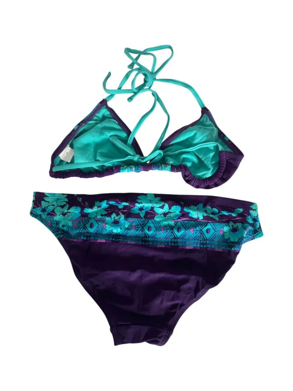 Purple Teal Bikini Set Size M with Sunglasses